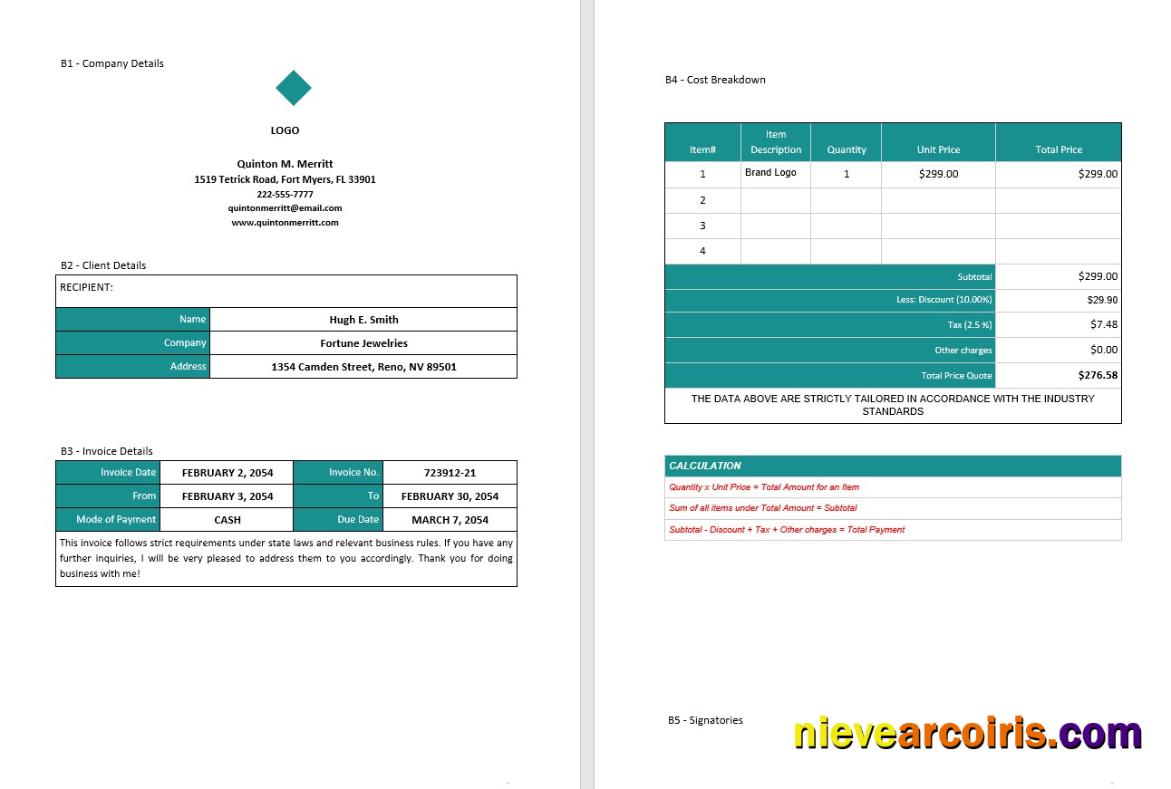 Sample Freelancer Invoice